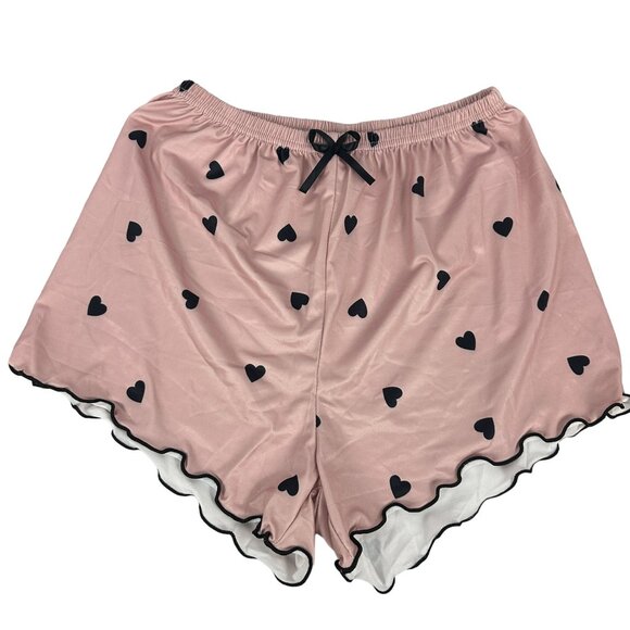 Pink Heart Print Pajama Set - Camisole & Shorts - Size Small - Picture 5 of 7